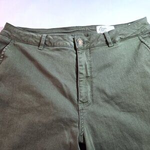 Cosmic Blue Love Olive Green Cuffed Twill Skinny Pants Size 33T